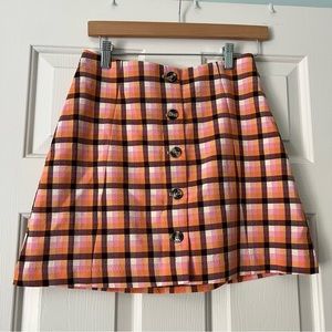 Plaid Monki Mini Skirt Botton Front
